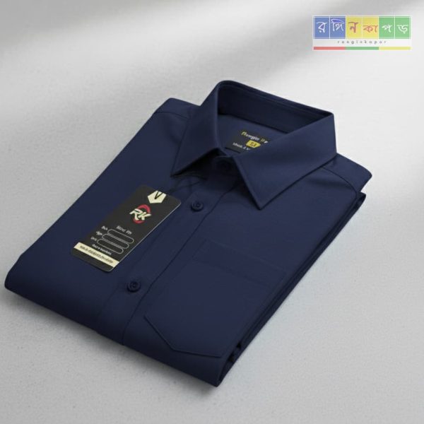 Oxford Cotton  Shirt - Navy Blue