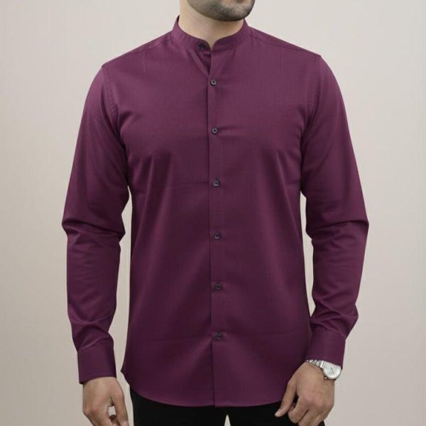 Band Collar Oxford Shirt - Jam