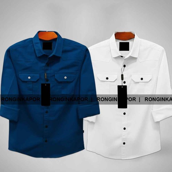 Premium Quality Double Pocket Shirt - 2 Pis