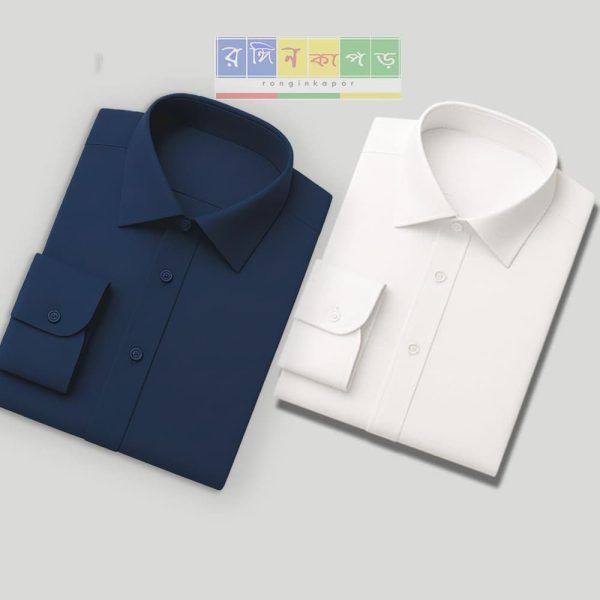 Micro Stitch Shirt – White & Navy Blue